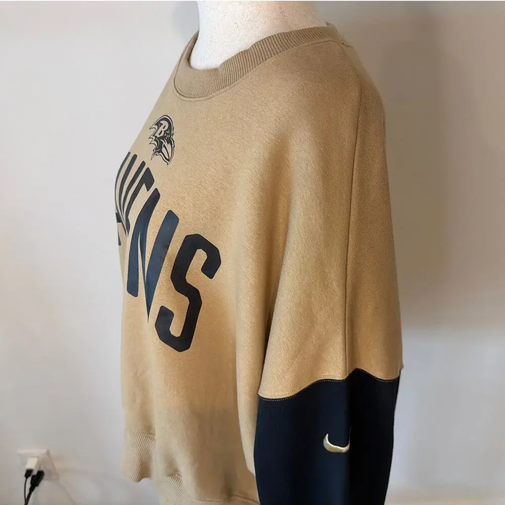 NWT Nike Baltimore Ravens Oversized Phoenix Fleece Sweatshirt, Tan Black, XL